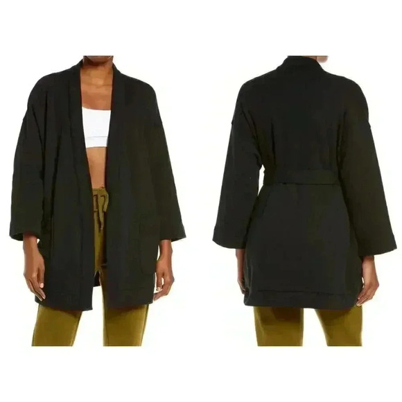 Madewell MWL Betterterry Wrap Sweatshirt Jacket Black Size Medium - Picture 1 of 14